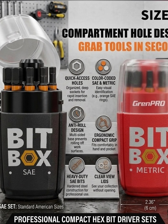 GrenPRO Other - Bit Box Set - Red and Black Bit Organizer